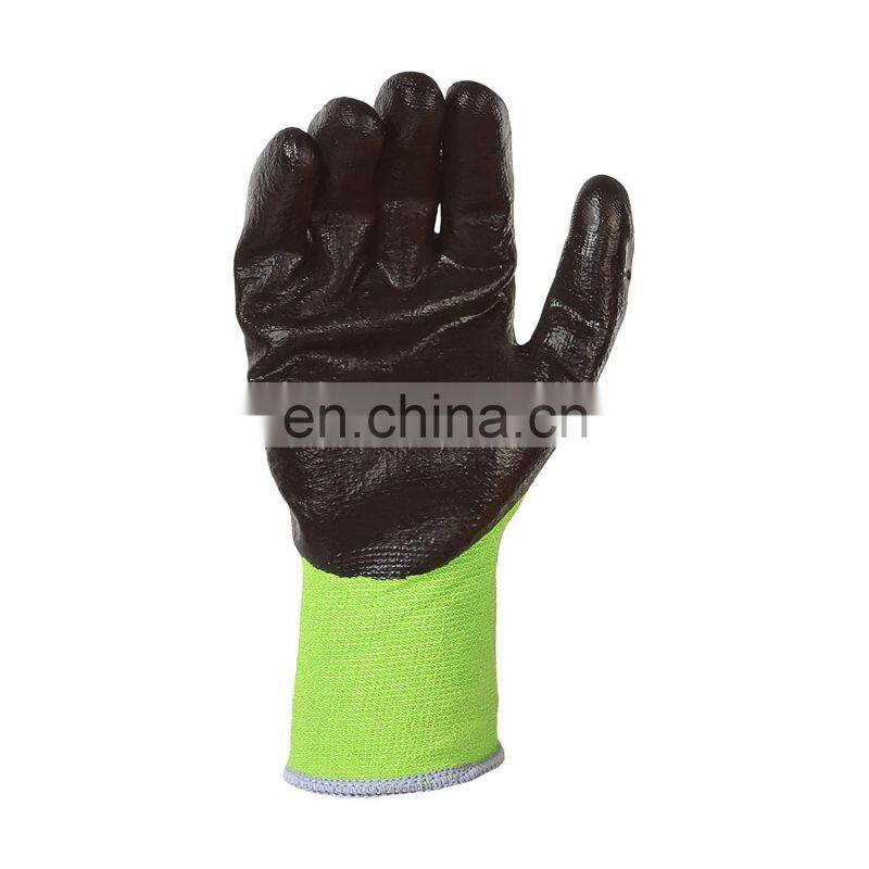 Eco Friendly Nitrile Rubber Coated Green Bamboo Working Gloves