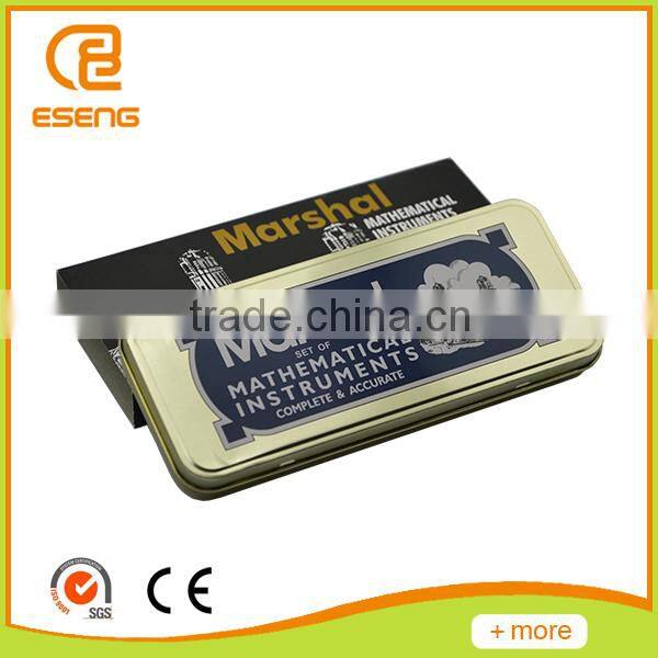 School Metal box with math geometry set