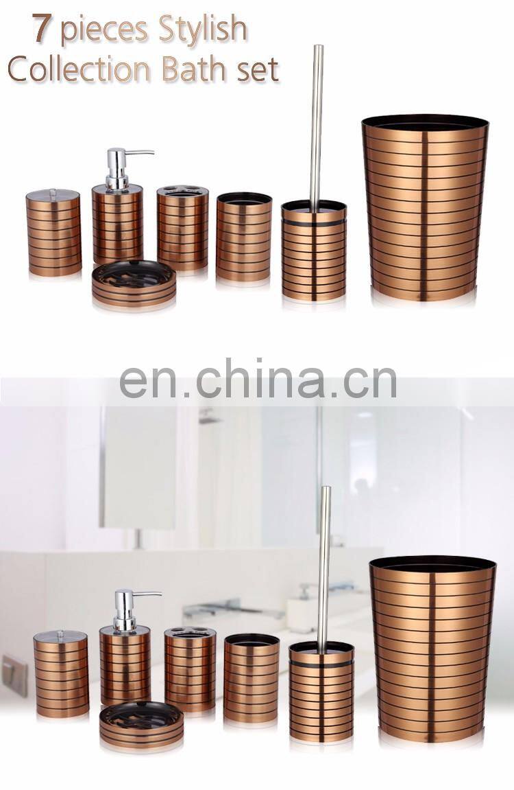 Factory Price Plastic Gold Zinc Bathroom 7pcs Luxury Accessories Set