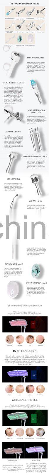 Pdt Led Light Therapy Facial Beauty Machine Microdermabrasion 6 in1 Hydro Water Oxygen Jet Peel Machine