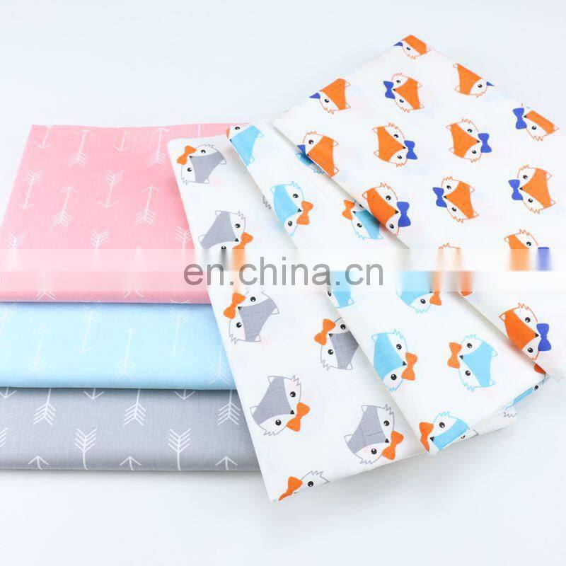 Cartoon Fox fabric Kindergarten baby cotton three-piece fabric Korean print children's arrow cotton twill fabric