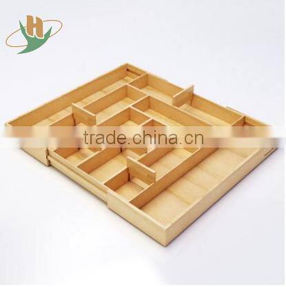 Multifunctional and practical bamboo extensible kitchen utensils cutlery drawer organizer