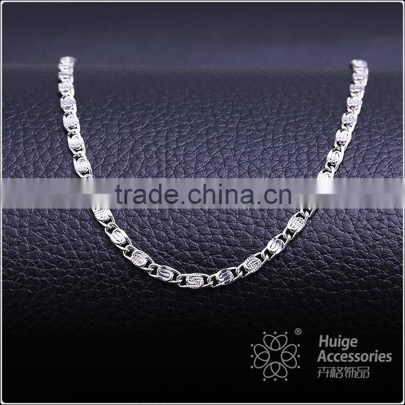 yiwu wholesale fashion jewelry rhodium plated flat chain beautiful necklace