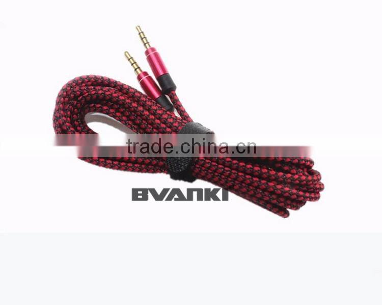 new products 2016 Quality nylon Fabric braided Aux cable 3.5mm male male colorful audio cable free samples