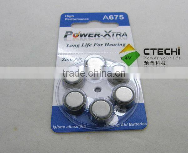 1.4V A13 Zinc-air button battery in Blister Card for hearing aid