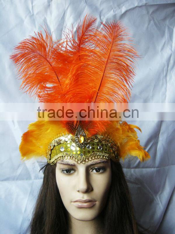 Magnificent Carnival Headdress (Orange Color) Lady headdress With Feather