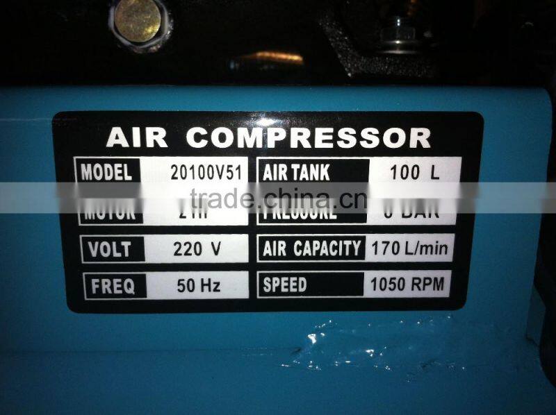 KINGCHAI 100L 150L 200L Portable Piston type Belt Driven air compressor africa market