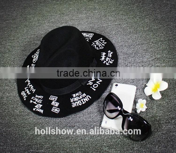 Autumn Winter Fedora Hat Creative Painting Large Brim Women Sun Hat