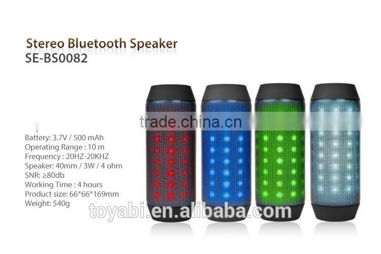 Middle size Portable wireless bluetooth speaker 3 in 1 wireless speaker with LED light FM radio TF card function