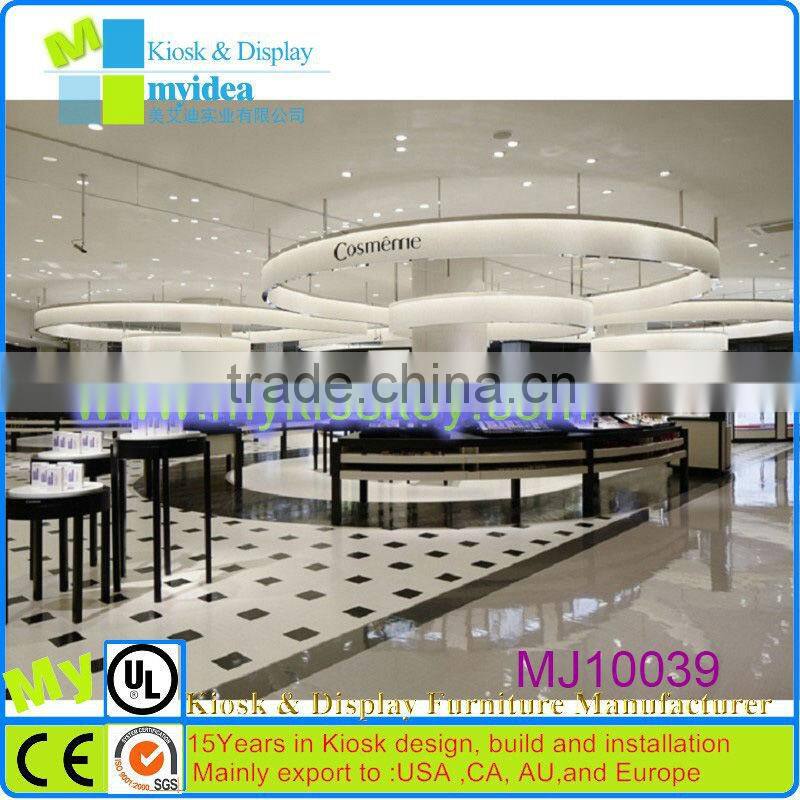 2015 Best selling golden jewelry kiosk, jewellery shop design, jewelry shop interior design