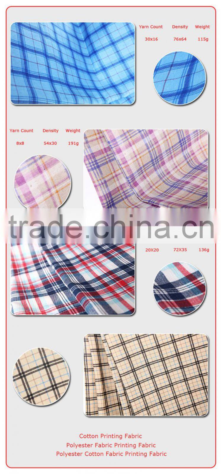 Fashion Design Rayon Plaid Polyester Cotton Printed Fabric