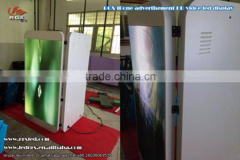 RGX iphone frame led display, indoor iphone shape floor standing HD TFT led ad display kiosk