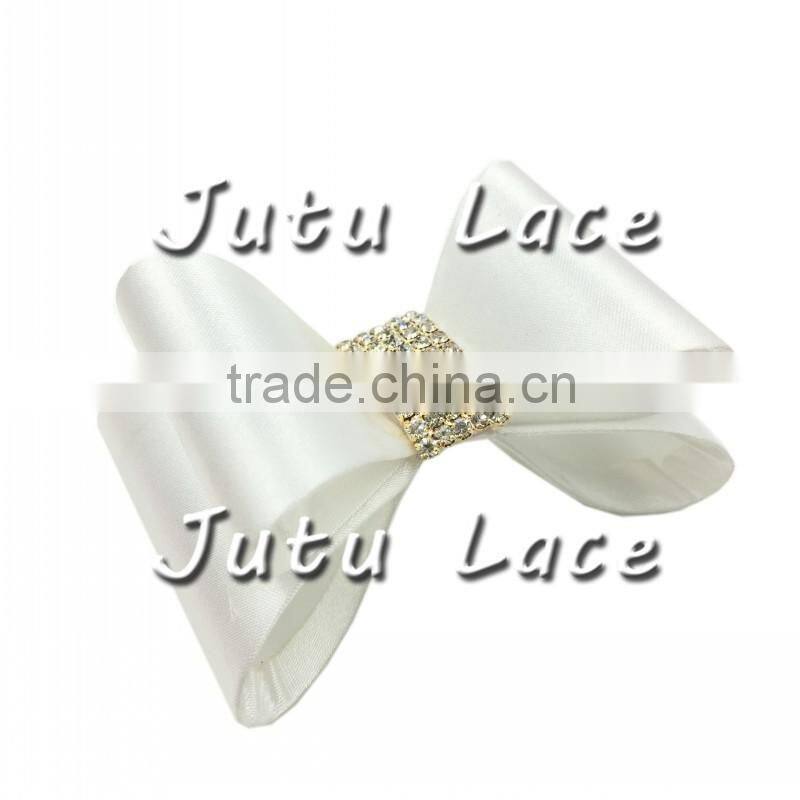 Hot selling fashion elegant shiny glitter crystal center teenage hair bows - 7cm big rhinestone center bowknots wholesale