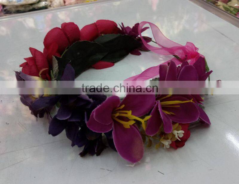 Women Girls Artificial Flower Headband Tiara Crowns Garland Wedding bride for girls