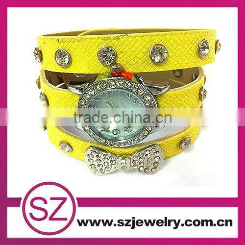 SWH0640 china leather bracelet guangzhou watch wholesale with flower and birds