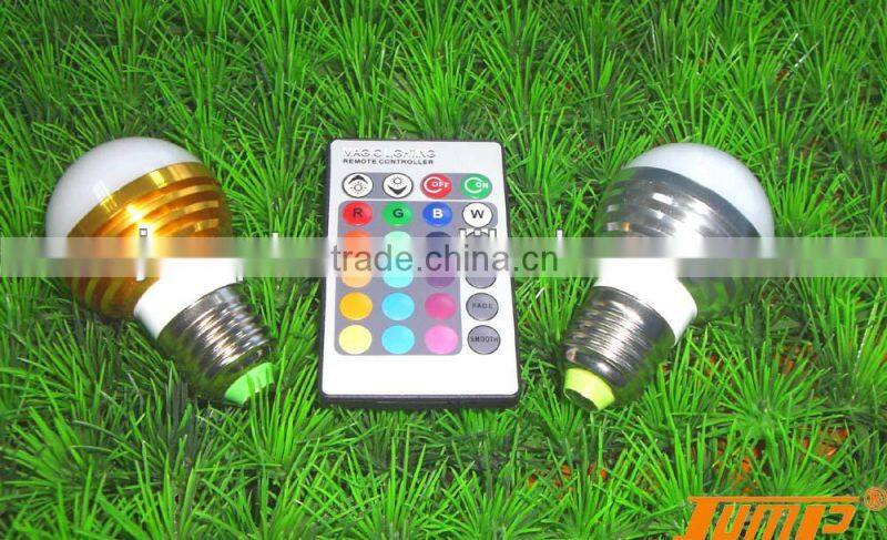 2014 Good quality E27 7W color changing RGB bulb with remote control