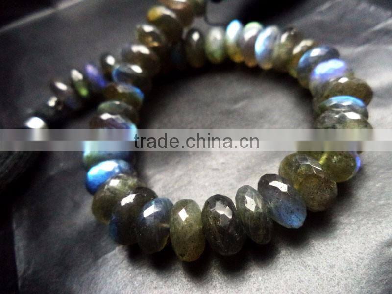 SEMI PRECIOUS NATURAL AMAZONITE 7MM-8MM FACETED LOOSE BEADS RONDELLE BEADS, AMAZONITE BEADS