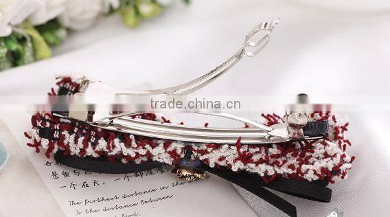 newest elagant metal hair duck clip design hair bow lace magnetic crystal hair clip