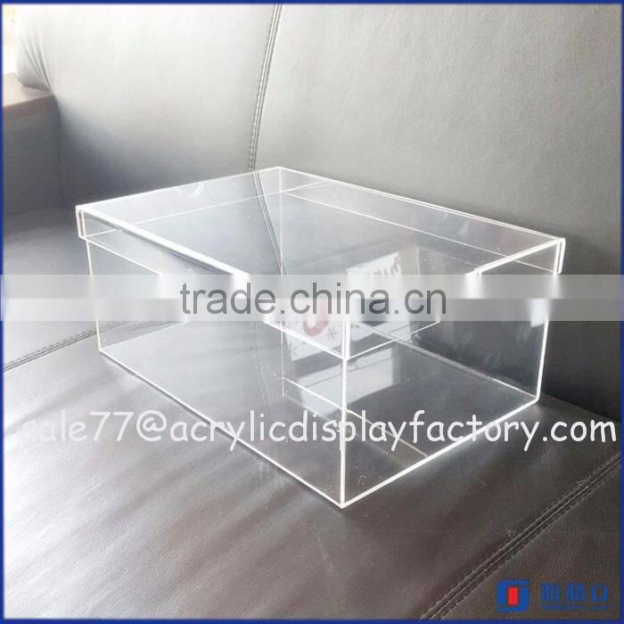 Transparent acrylic shoe box wholesale plexiglas shoes display box custom perspex shoe case display stand