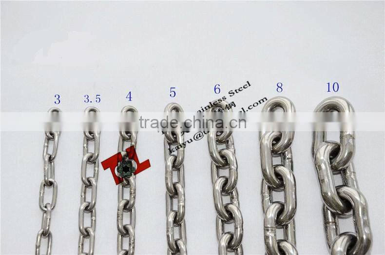304 316 Stainless Steel DIN766 Short Link Chain with Diameter 5mm