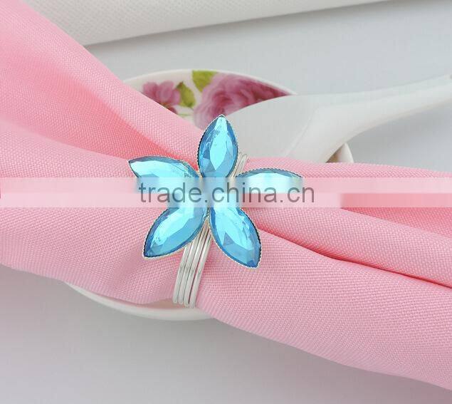 table decoration & accessories type flower shape acrylic stones metal alloy napkin rings