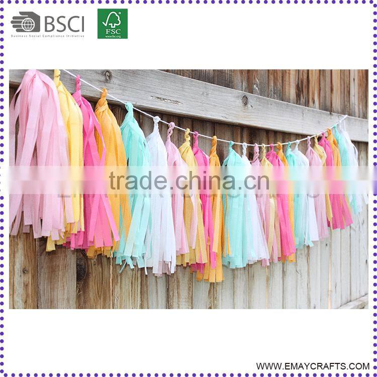 Factory Price Fashion Handmade Paper Tassel Diy Tissue Garland