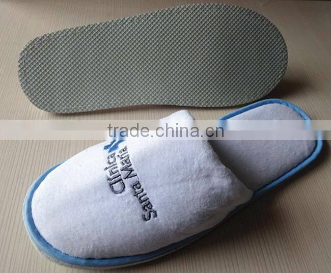 embroidery velvet hotel slipper velvet disposable hotel slipper