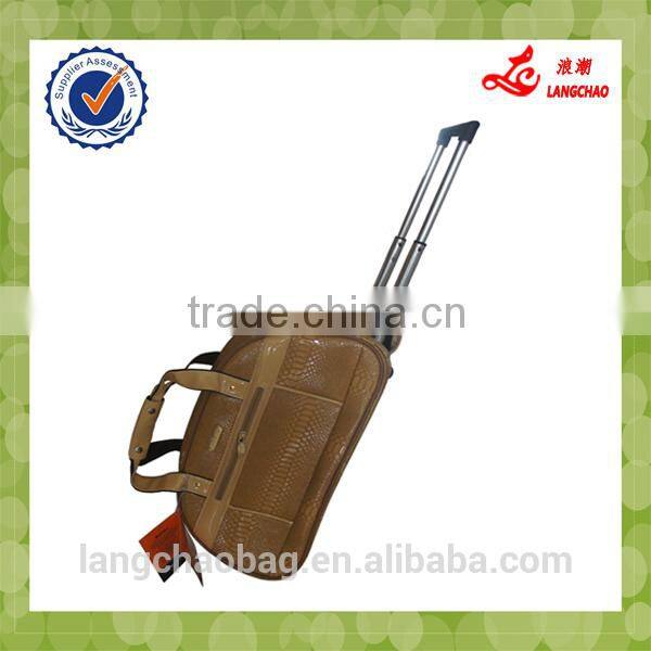 Stripe PU Material High Quality Steel Trolley China Alibaba Supplier Lightweight Duffle Bags