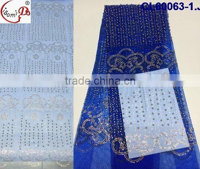 CL60063 Wholesale price top grade quality women white beaded wedding lace fabrics ,tulle french lace with stones