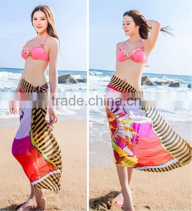 2015 fashion scarf high qulity rose multi wear beach dress