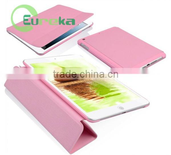 2014 Good qulity book smart folding leather case for ipad mini