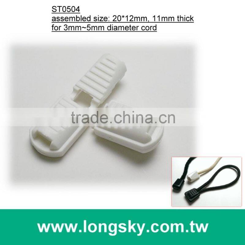 (#ST0507) black nylon plastic snap over cord ends for coat