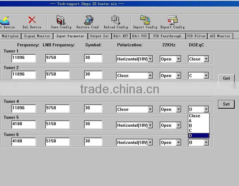 DVB-S DVB-S2 to asi 7in1 receiver (6*DVB-S DVB-S2+ASI IN,ASI out)