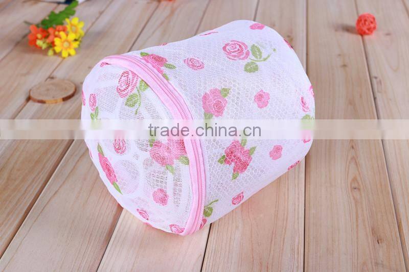 YIWU RODA 100% polyester mesh printed folding cylindrical laundry bag