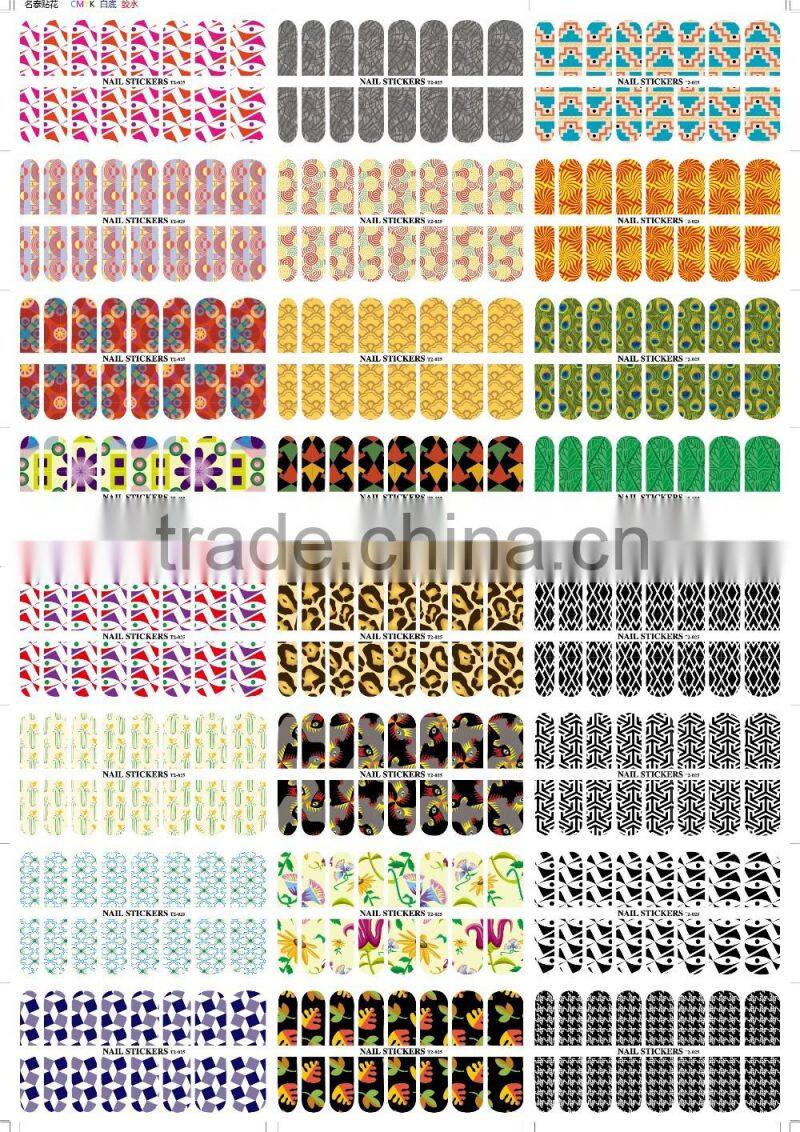 2015 wholesale 16pcs/sheet water transfer nail stickers decal cheap stickers nail