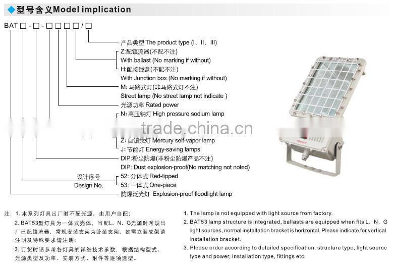 IIB IIC DIP BAT53- explosion proof floodlight fixture flameproof floodlight