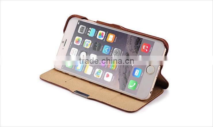 icarer vintage leather case for iPhone6 plus,genuine leather wallet case with stand function