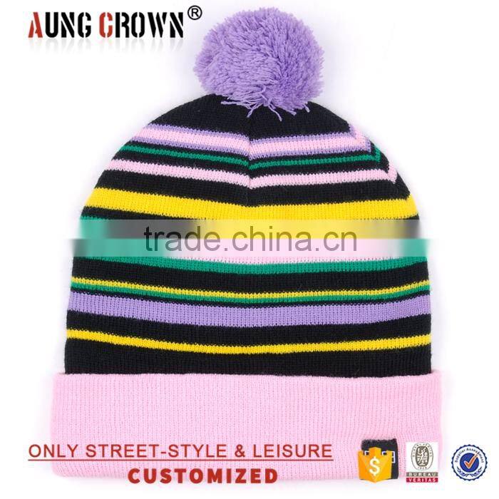 Mixed neon color acrylic pom beanie