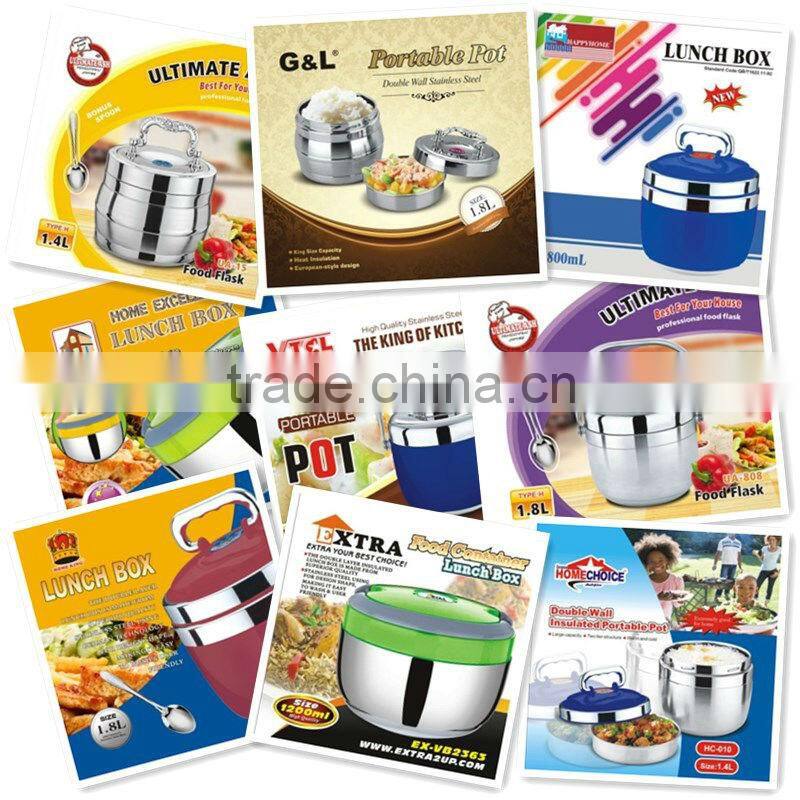 201# Stainless Steel Tableware Double-ply warm lunch container