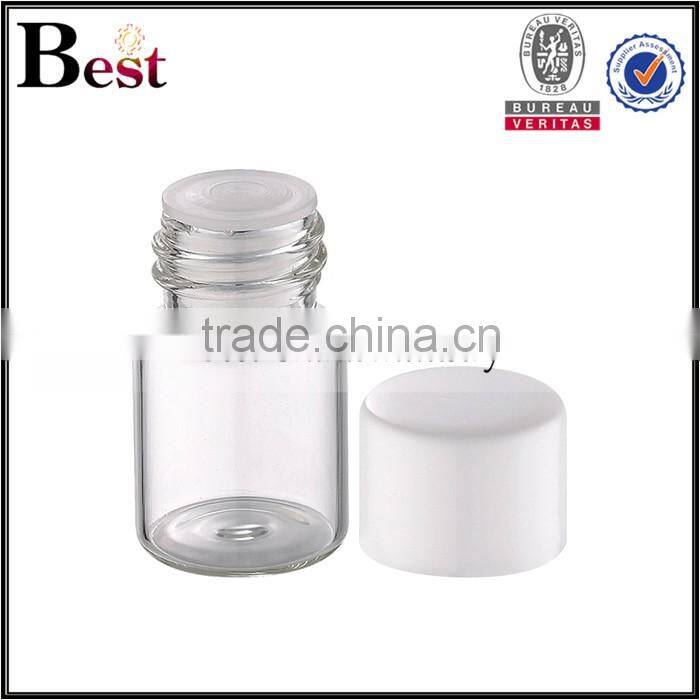 5 / 7 / 8 / 10 /12ml insert, plug sealing type clear tube glass bottle with white plastic cap