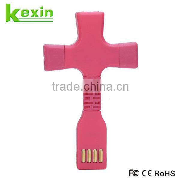 Best Selling Promotional Gift ABS Multi 2 in 1 USB Data Cable 7cm Short Keychain USB Cable Charger