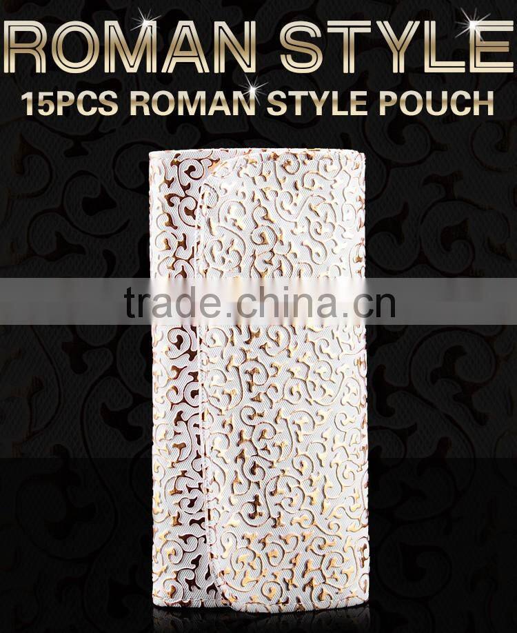 Gold Double Layer PU Leather Makeup Case