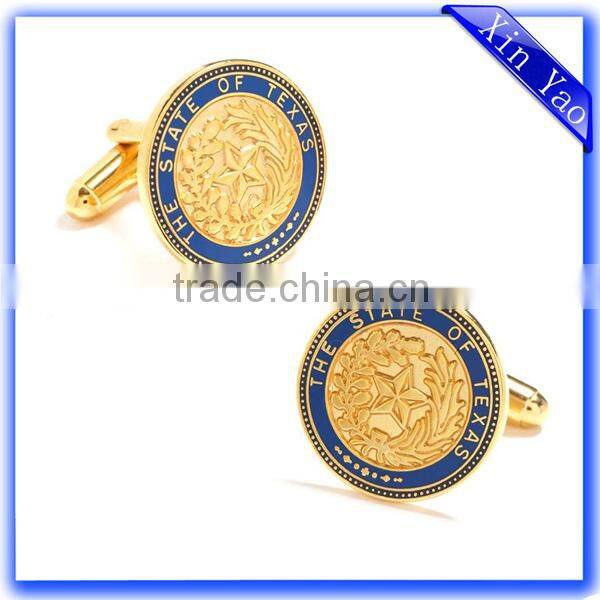 Enamel gold logo embossed Cufflinks for Men