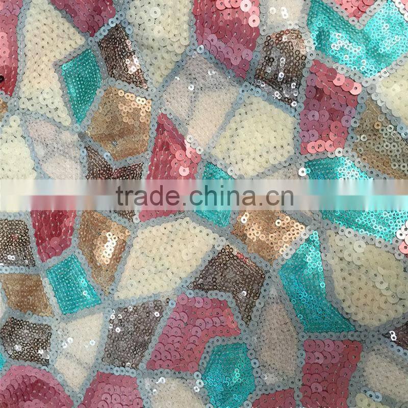 colorful embroidery sequins fabric stone