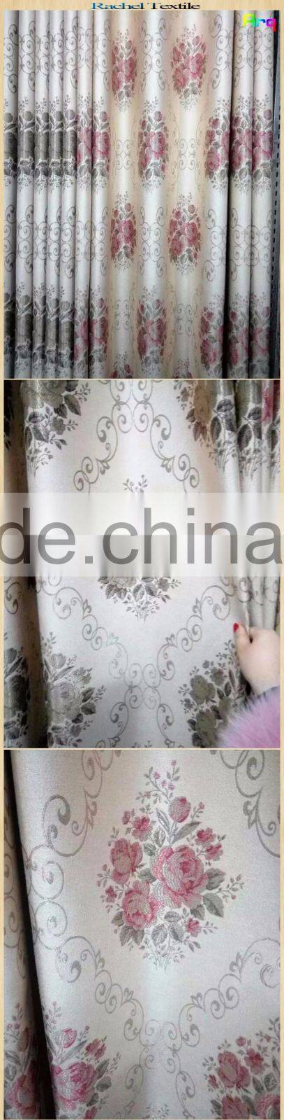 jacquard upholstery poyester curtain fabrics white backgound new design floral and european