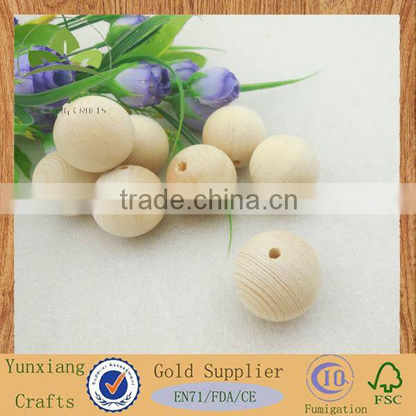 Natural untreated pine wood bead Bulk wood ball
