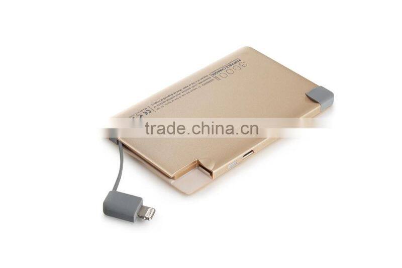 Fashion colored Extra Thin Power Bank 3000mah, Fast Phone Charger