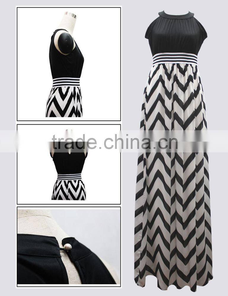 new summer wave stripe dress waist halter dress