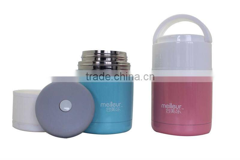 Double wall stainless steel vacuum lunch box with carry handle