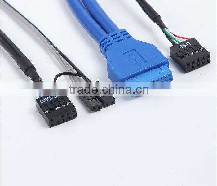 dual USB3.0 + AV + switch + PCB13223 Audio Front I/O Panel w/ Cables for PC